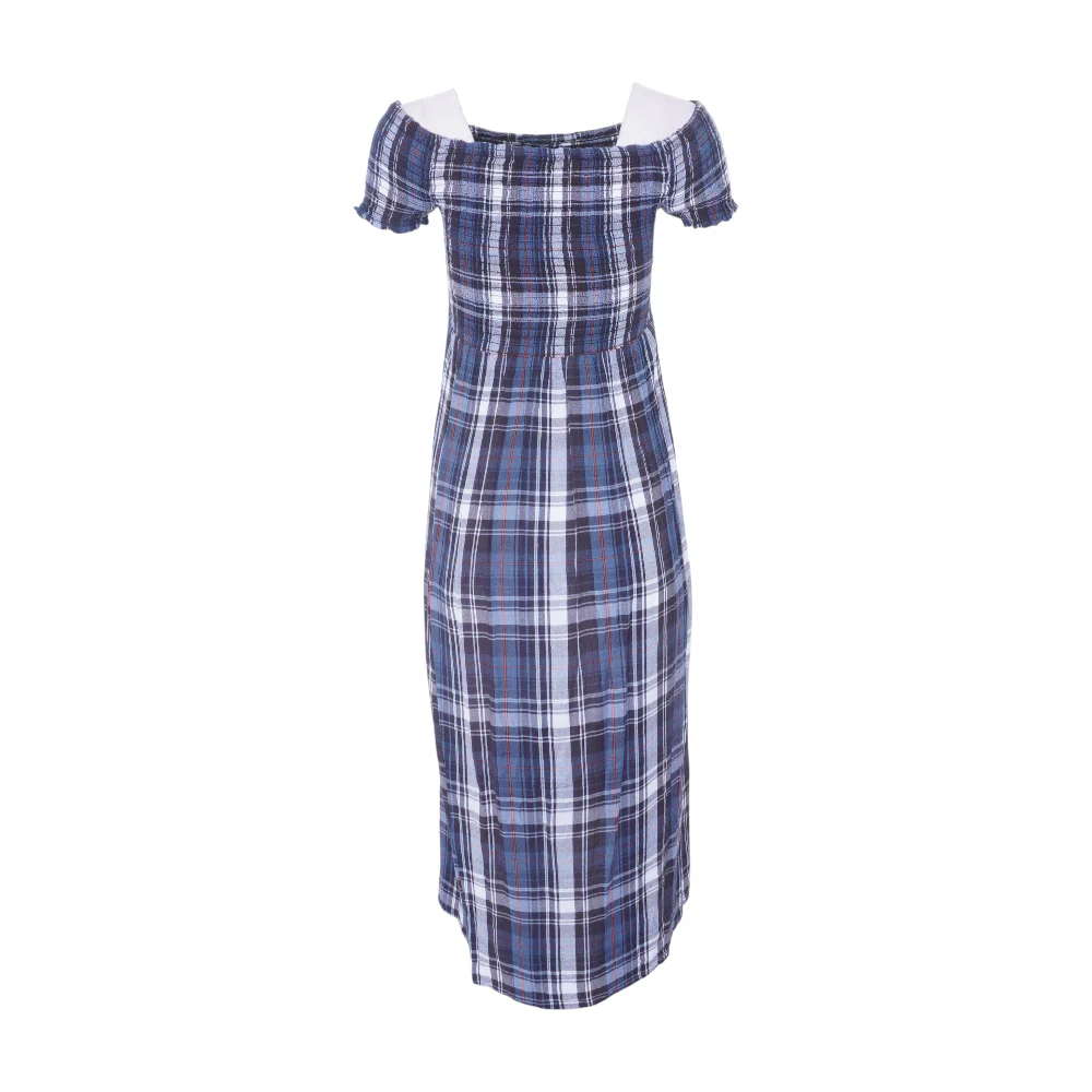 Navy Plaid Midi Dress - Image 2