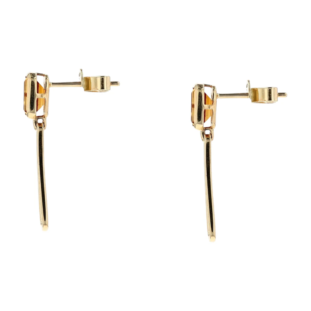 14K Yellow Gold Citrine Drop Earrings - Image 2