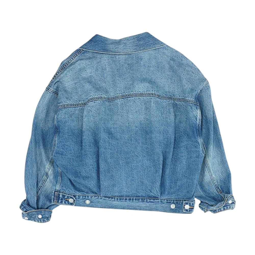 Blue Solid Denim Jacket - Image 2