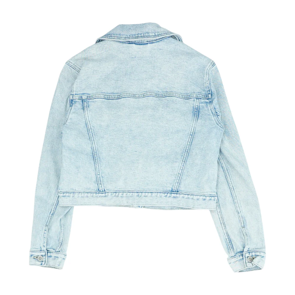 Blue Solid Denim Jacket - Image 2