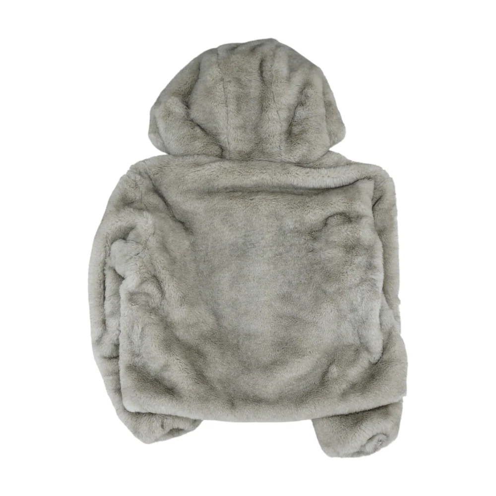 Beige Solid Fur Coat - Image 2