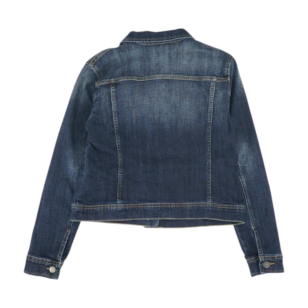 Blue Solid Denim Jacket - Image 2