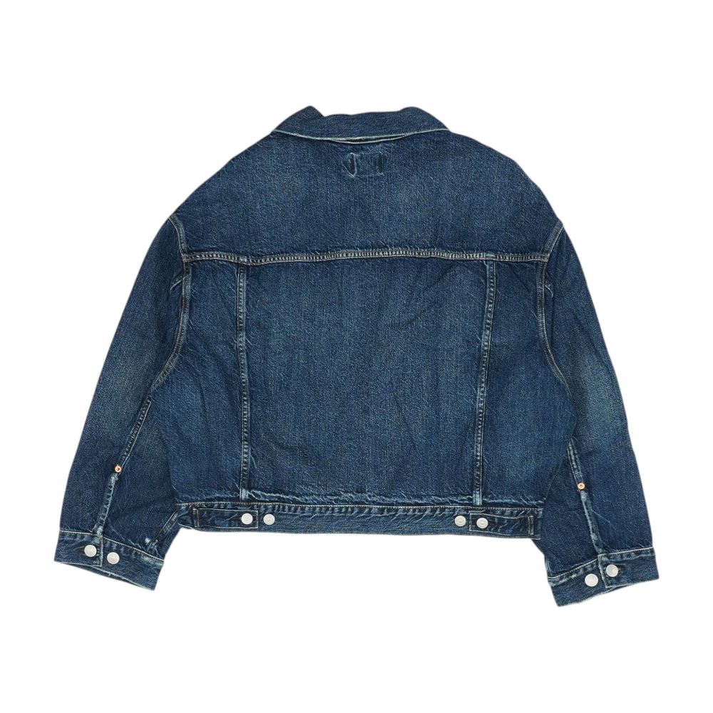 Blue Solid Denim Jacket - Image 2