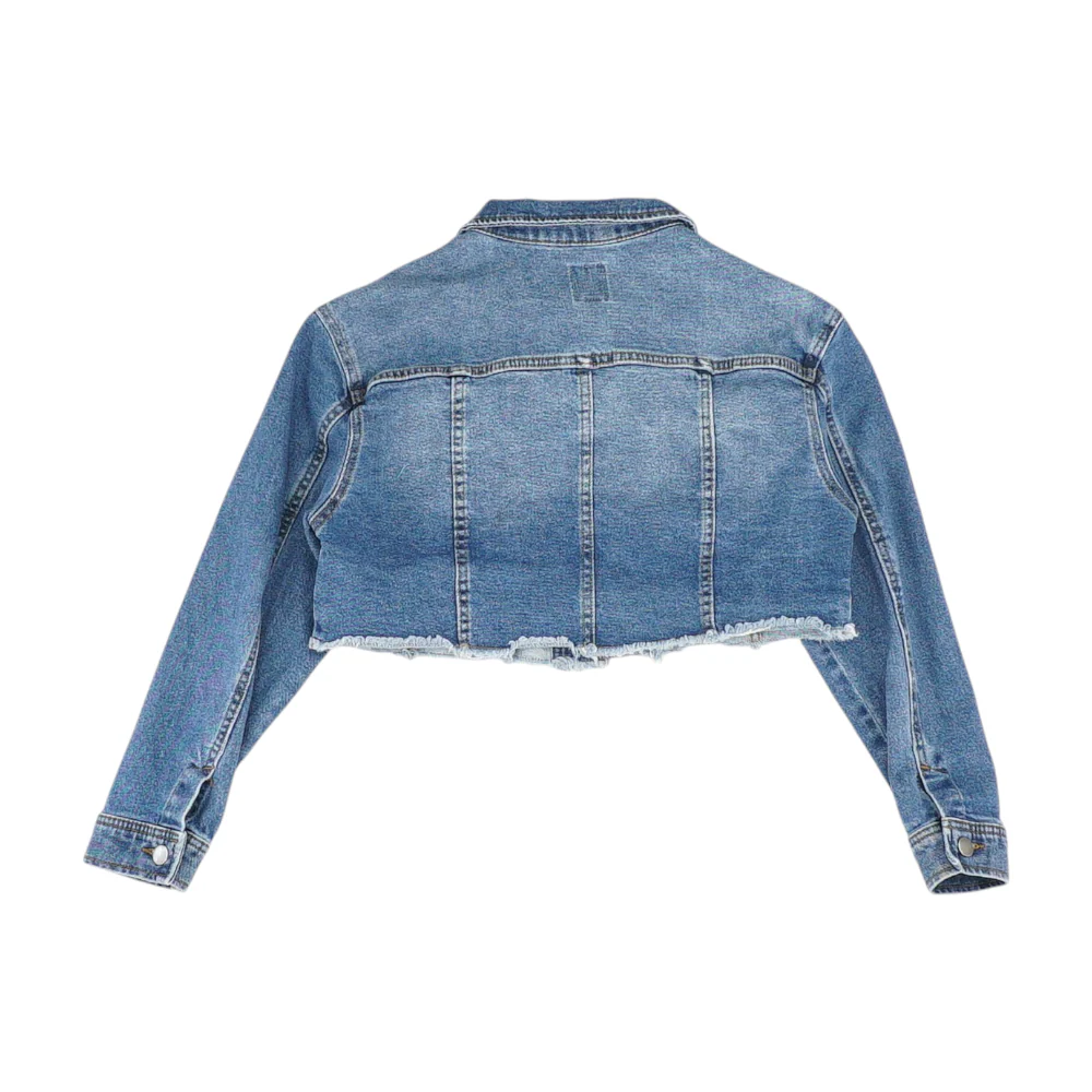 Blue Solid Denim Jacket - Image 2
