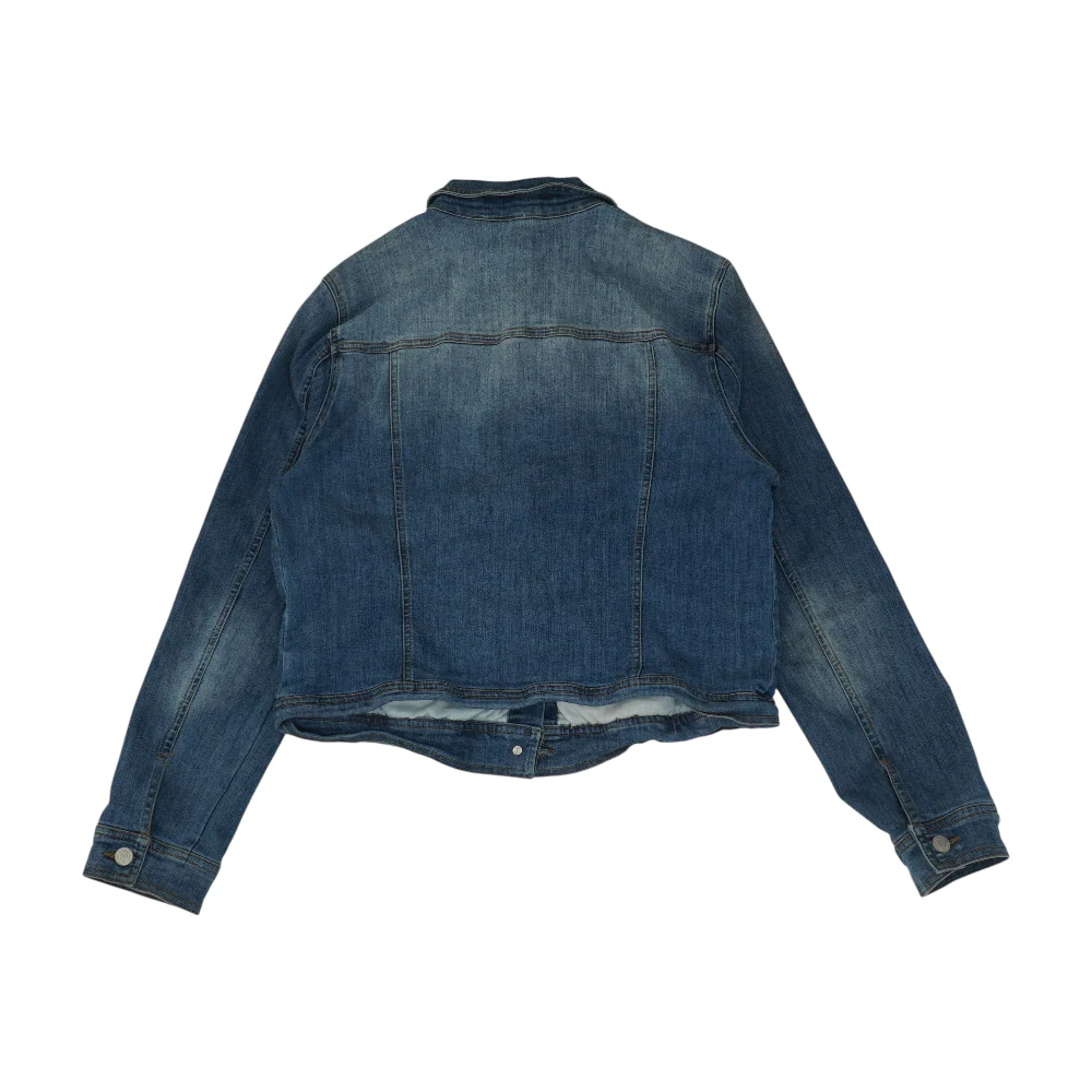 Blue Solid Denim Jacket - Image 2