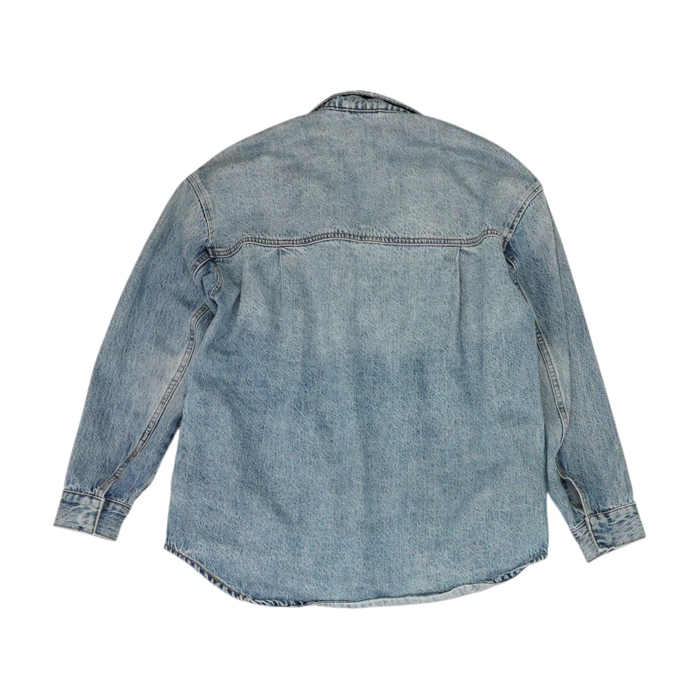 Blue Solid Denim Jacket - Image 2