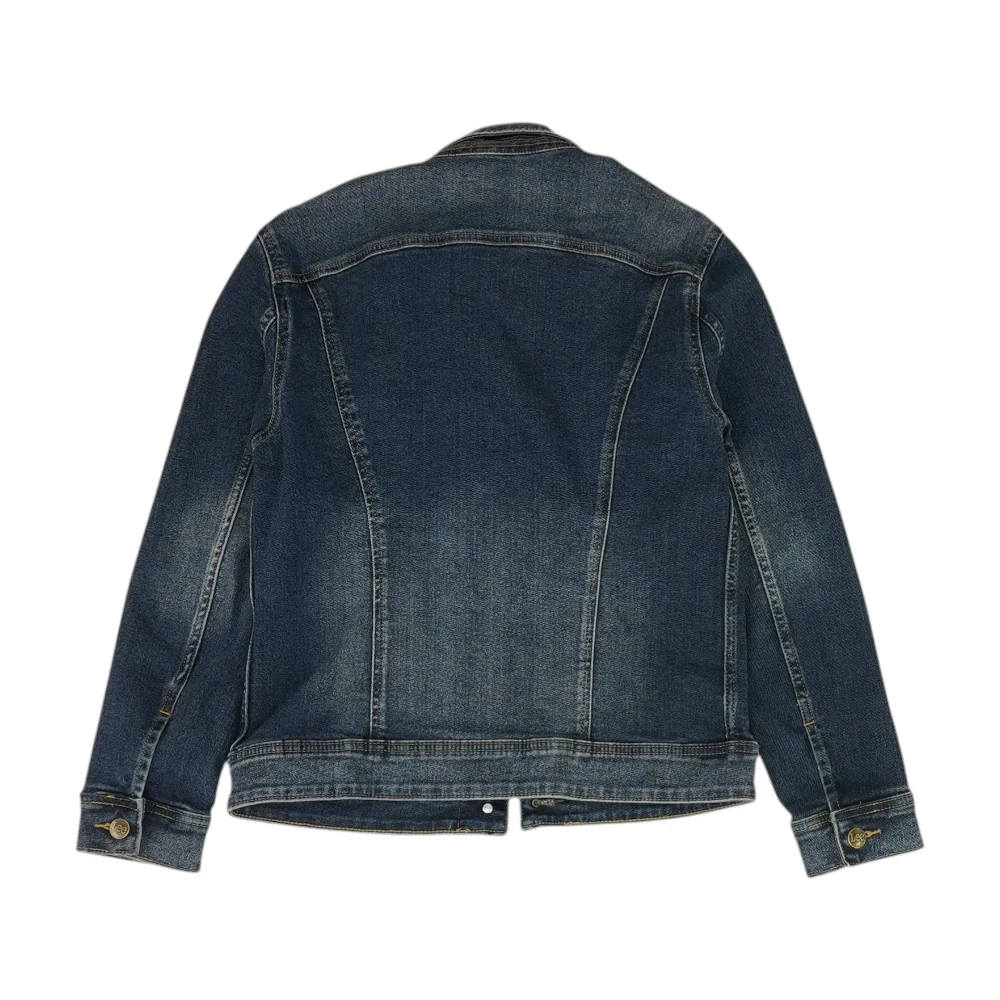 Navy Solid Denim Jacket - Image 2