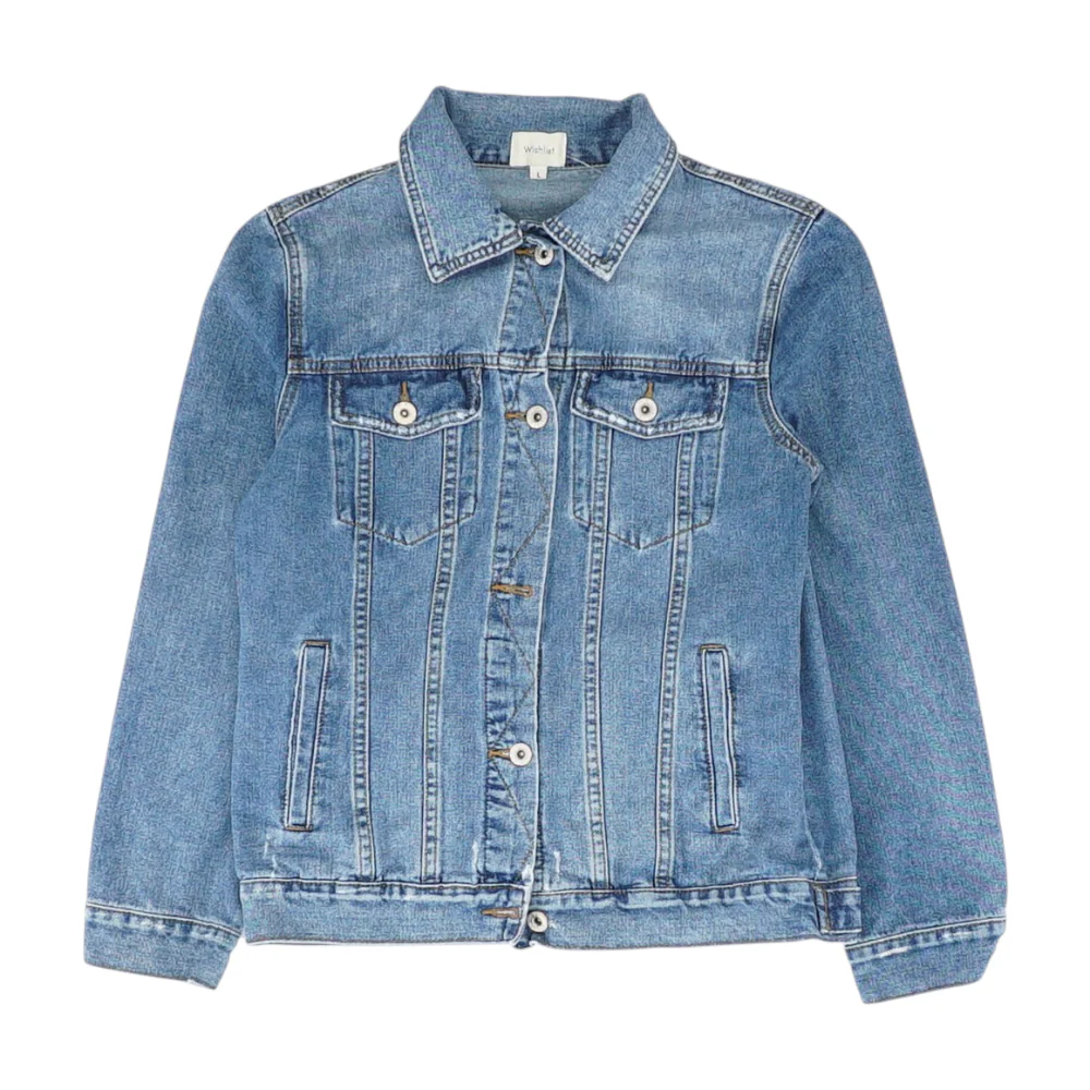Blue Solid Denim Jacket