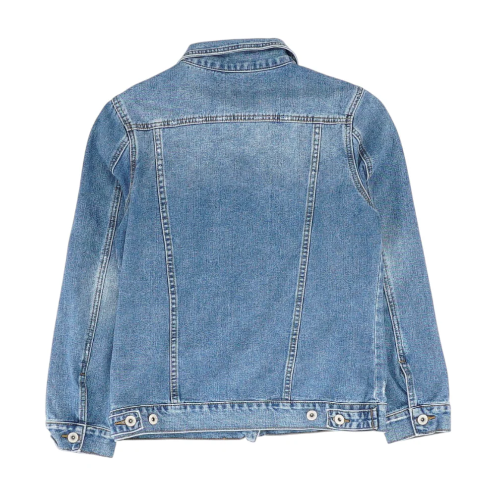 Blue Solid Denim Jacket - Image 2