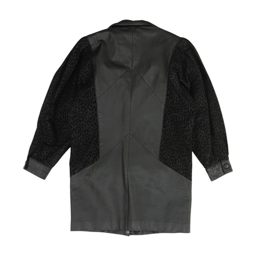 Vintage Black Solid Leather Jacket - Image 2