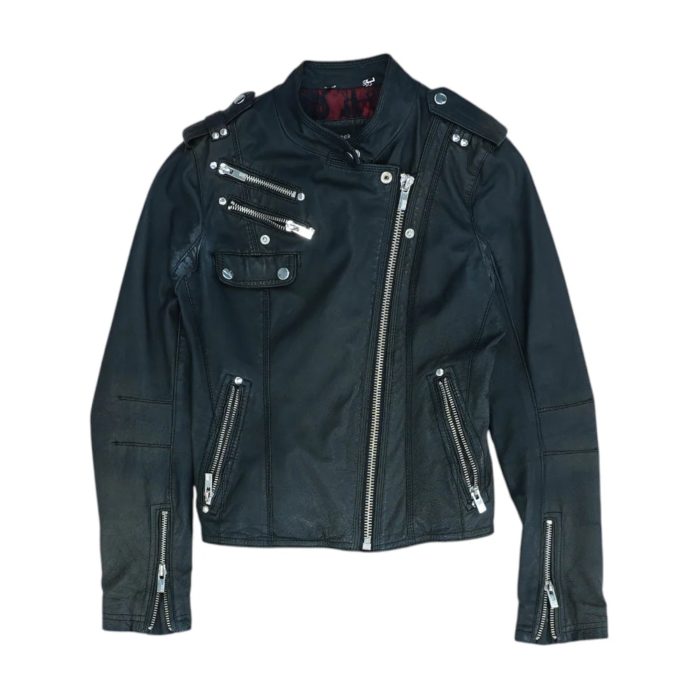 Black Solid Leather Jacket