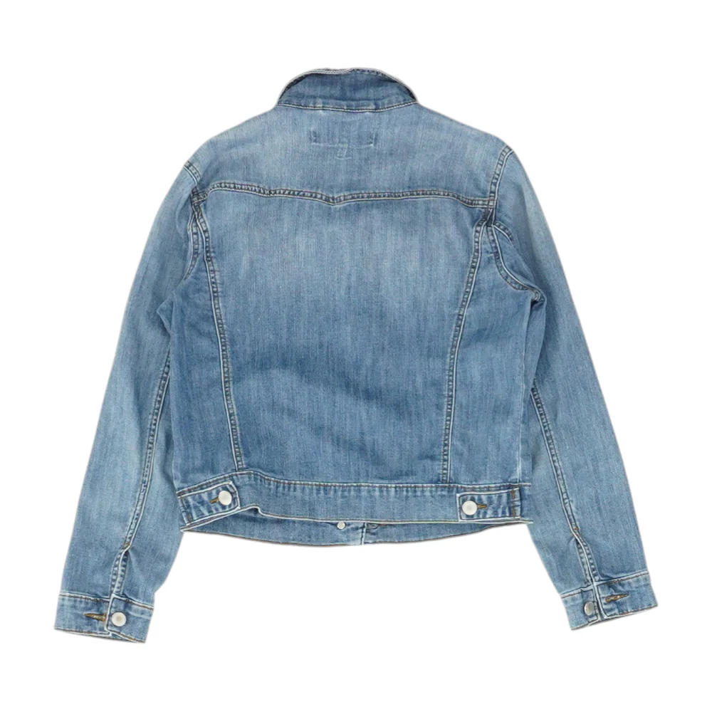 Blue Solid Denim Jacket - Image 2