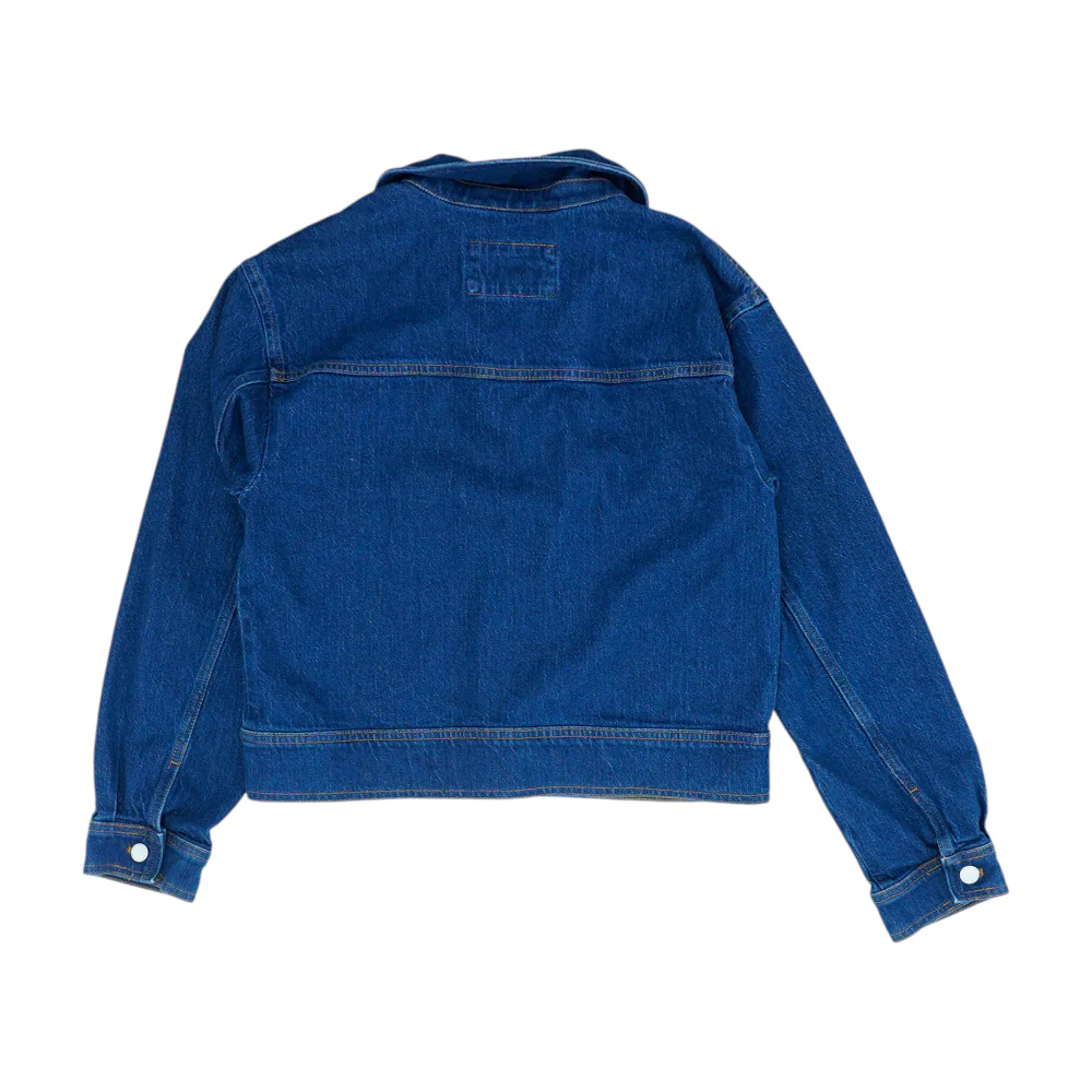 Blue Solid Denim Jacket - Image 2