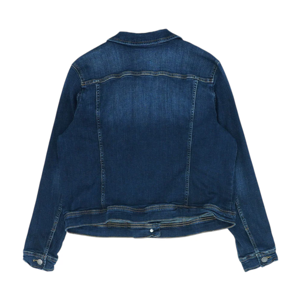Blue Solid Denim Jacket - Image 2
