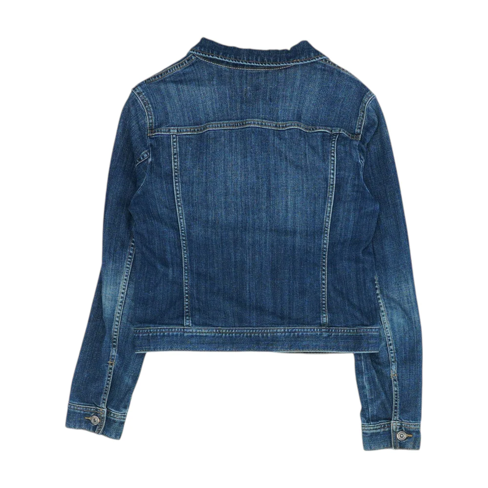 Blue Solid Denim Jacket - Image 2