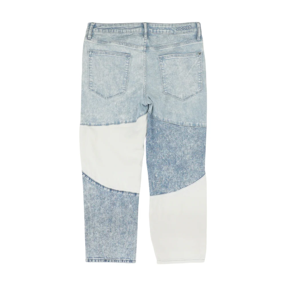 Blue Color Block Wide Leg Jeans - Image 2