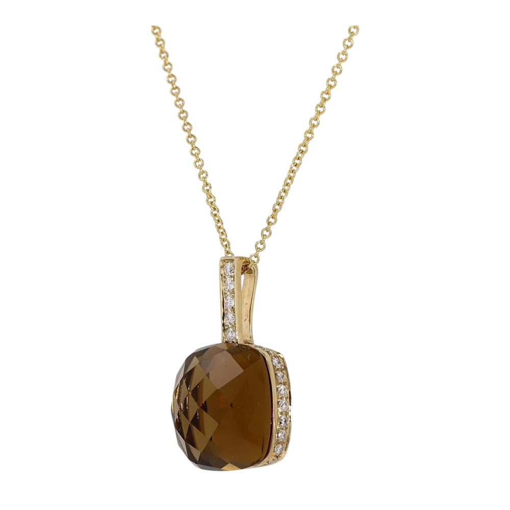 8 5/8 ctw 14K Yellow Gold Brown Amethyst Pendant Necklace - Image 2