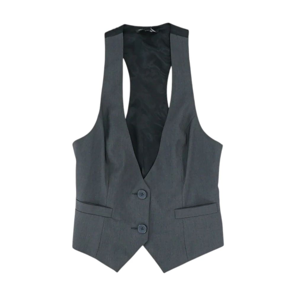 Black Solid Casual Vest