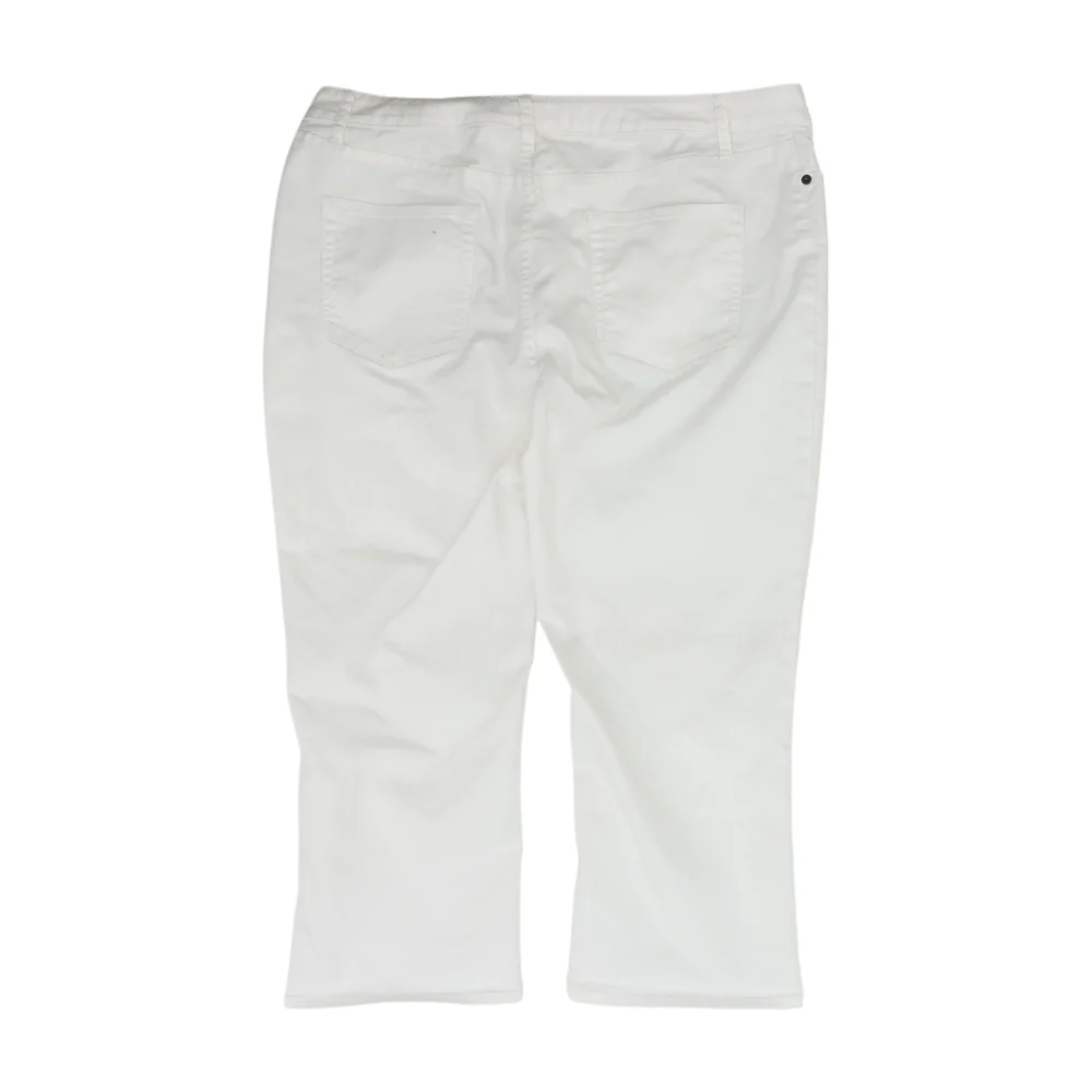 White Solid Denim Capris - Image 2