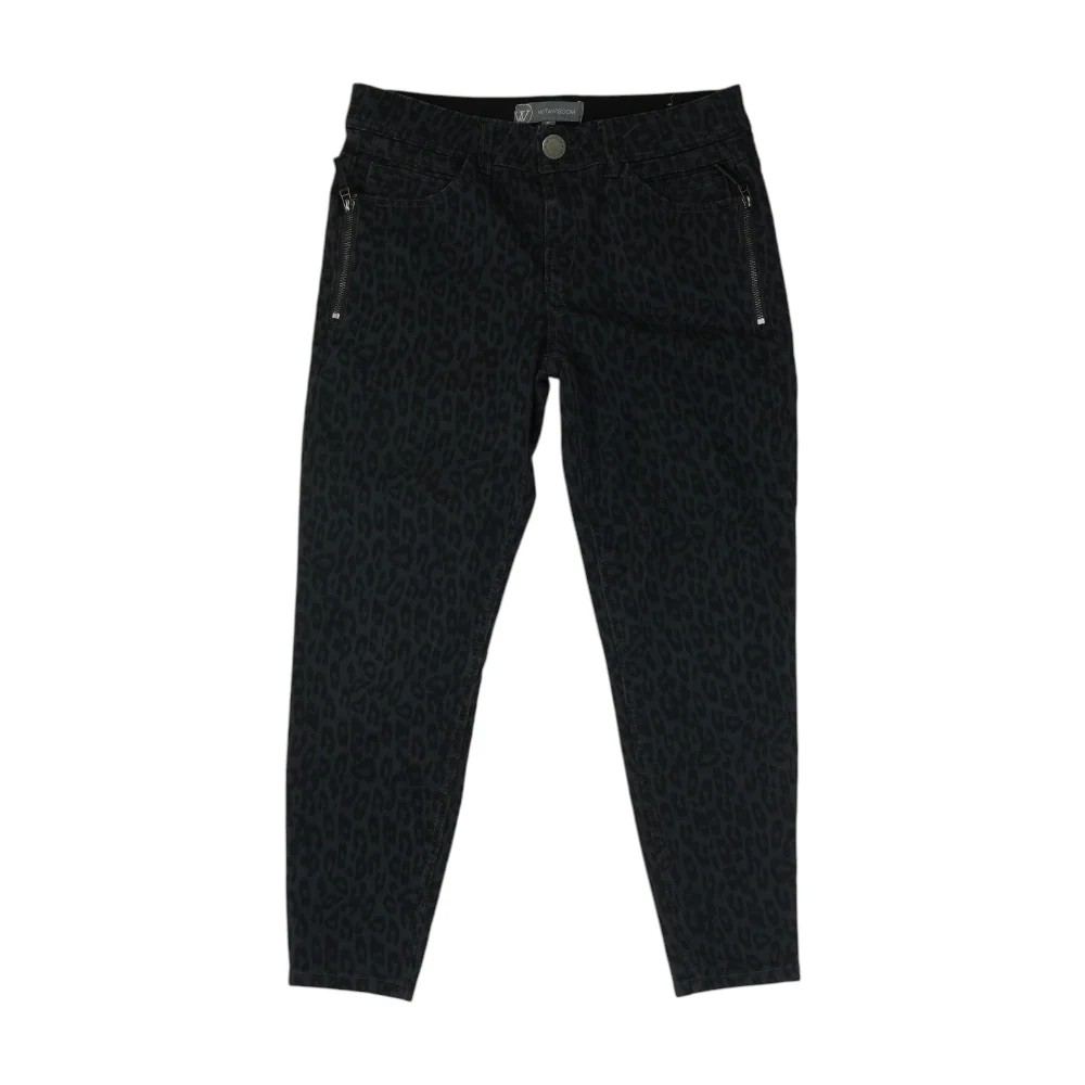 Gray Petite Animal Print Tapered Pants