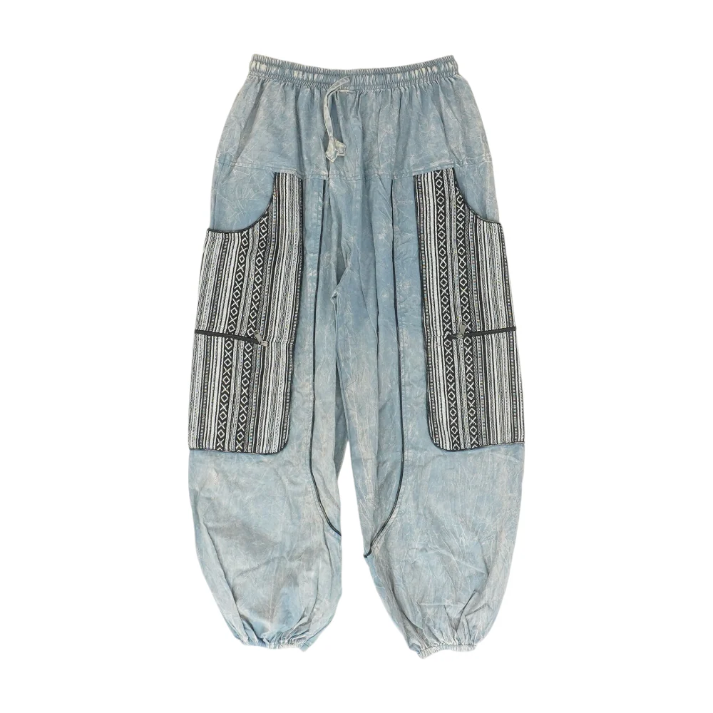 Blue Color Block Regular Pants