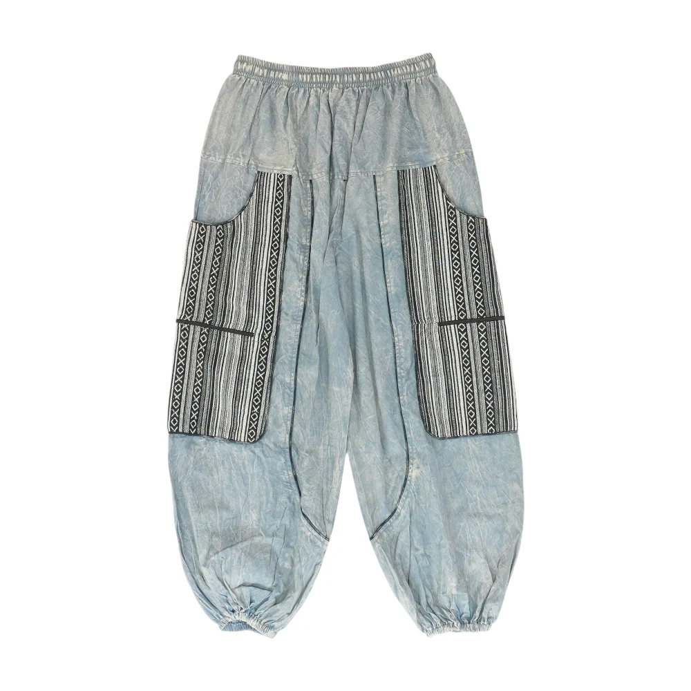 Blue Color Block Regular Pants - Image 2