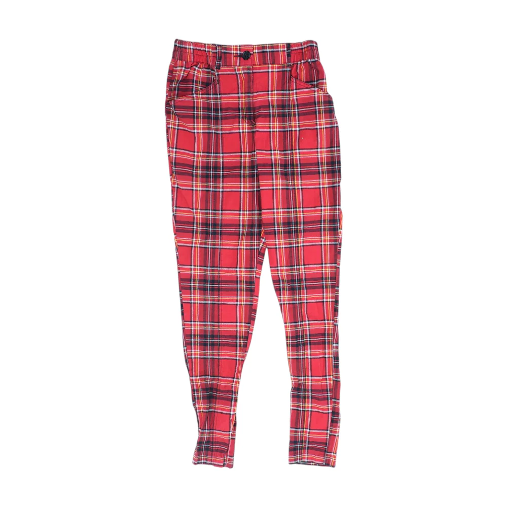 Red Plaid Tapered Pants