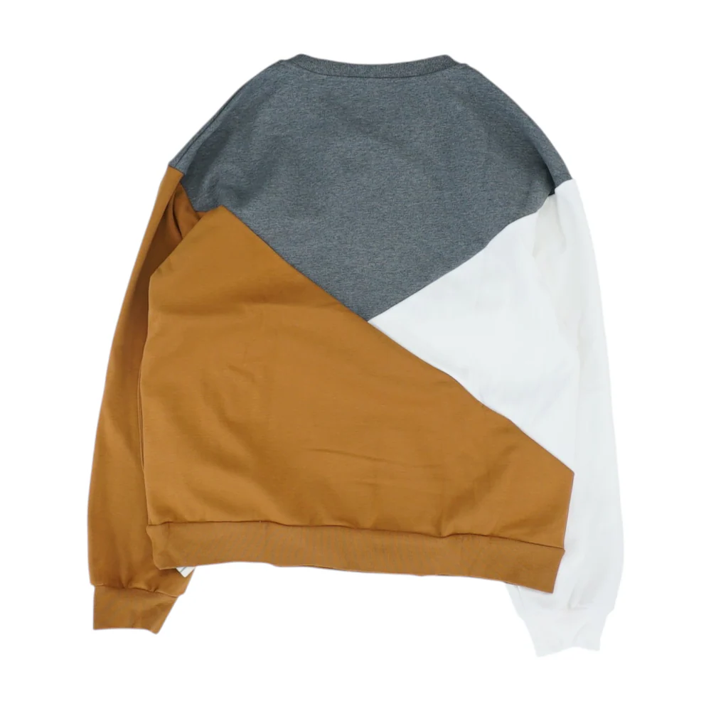 Brown Maternity Color Block Sweatshirt Pullover - Image 2