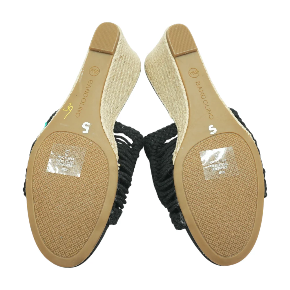 Black Wedged Sandals - Image 3