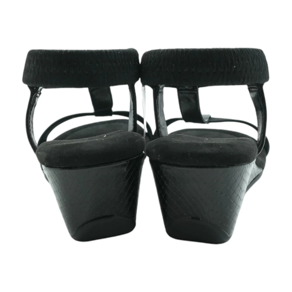 Black Wedged Sandals - Image 2