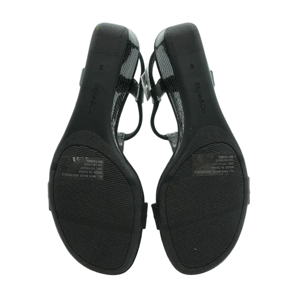 Black Wedged Sandals - Image 3