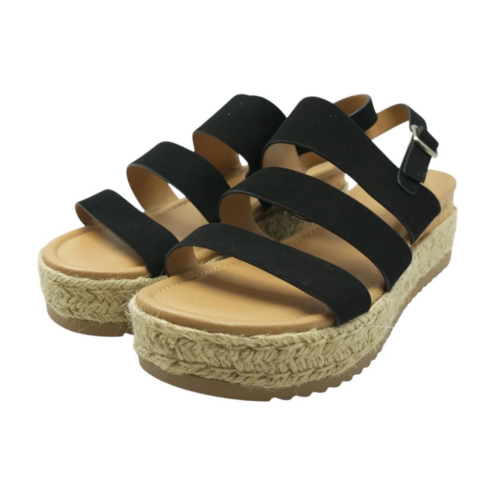 Black Wedged Sandals