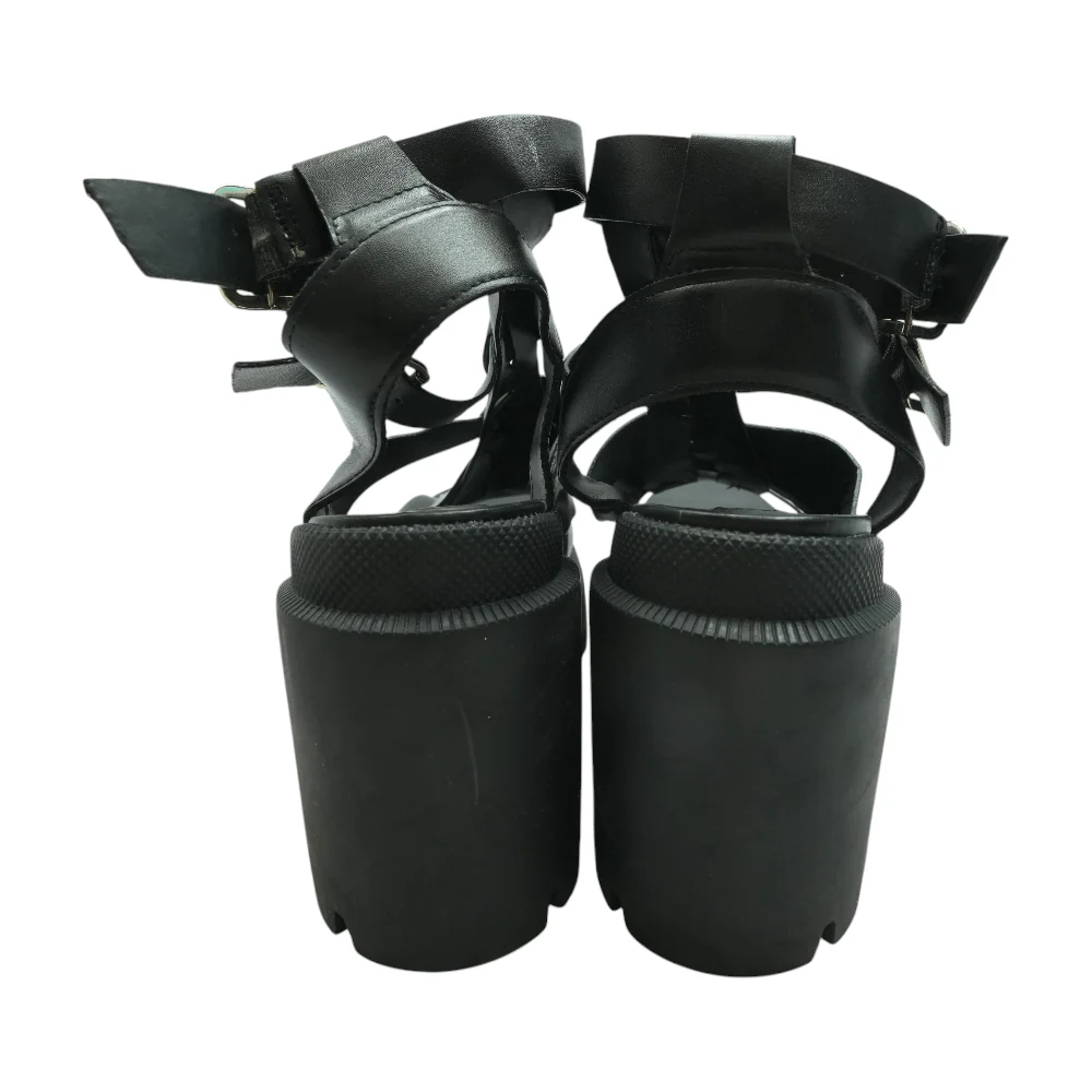 Black Wedged Sandals - Image 2