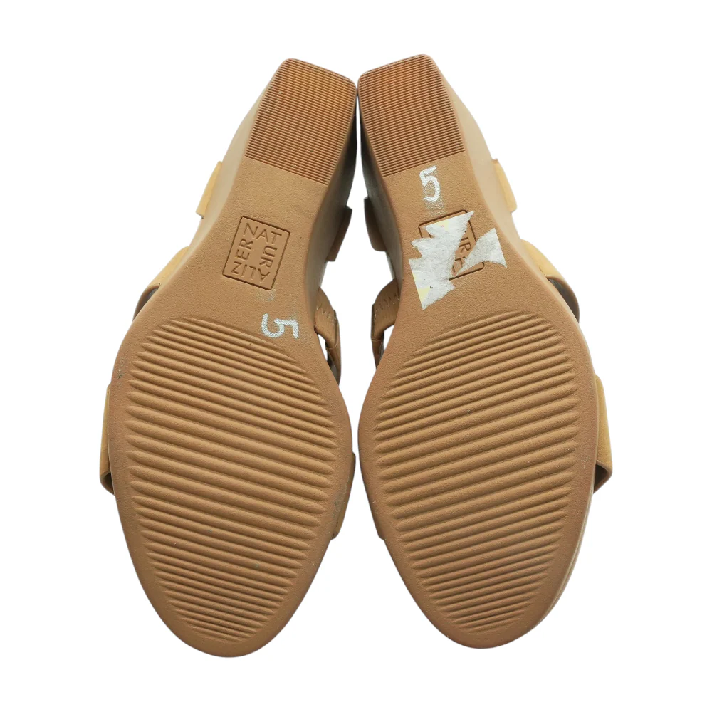 Tan Wedged Sandals - Image 3