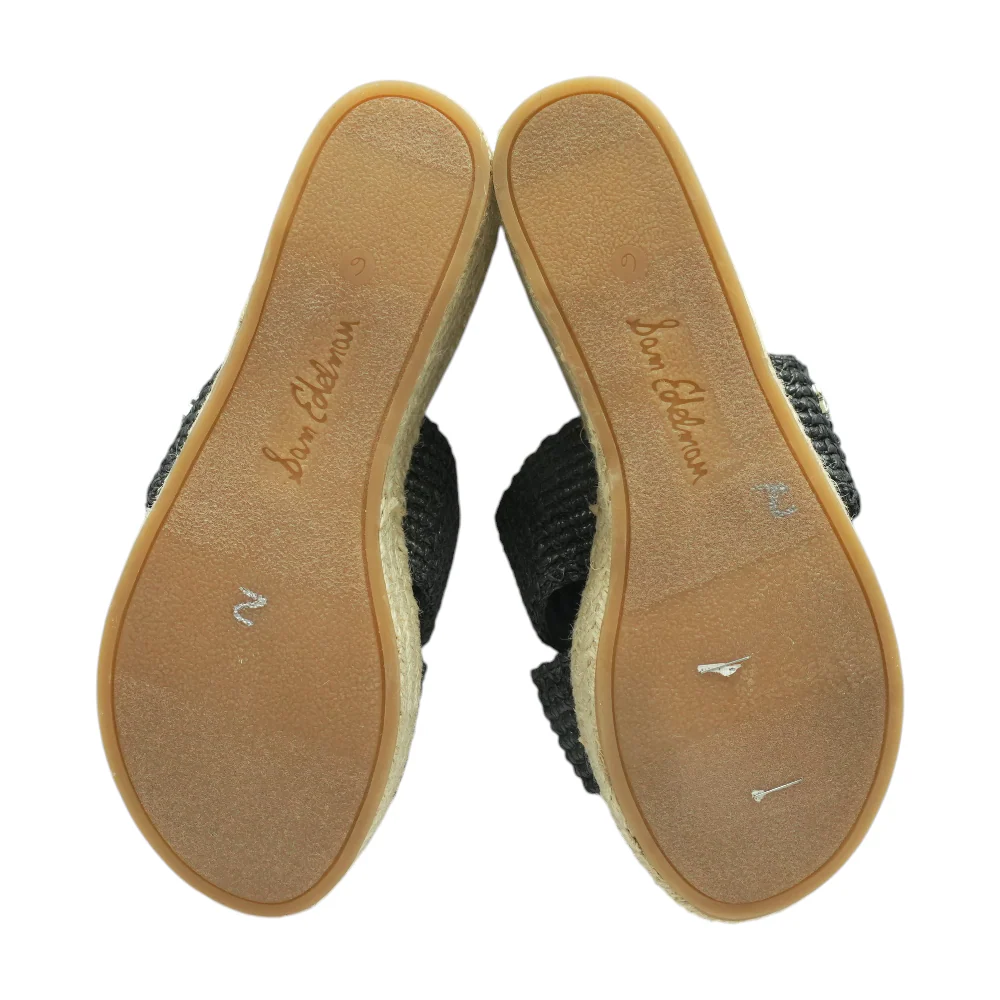 Black Wedged Sandals - Image 3