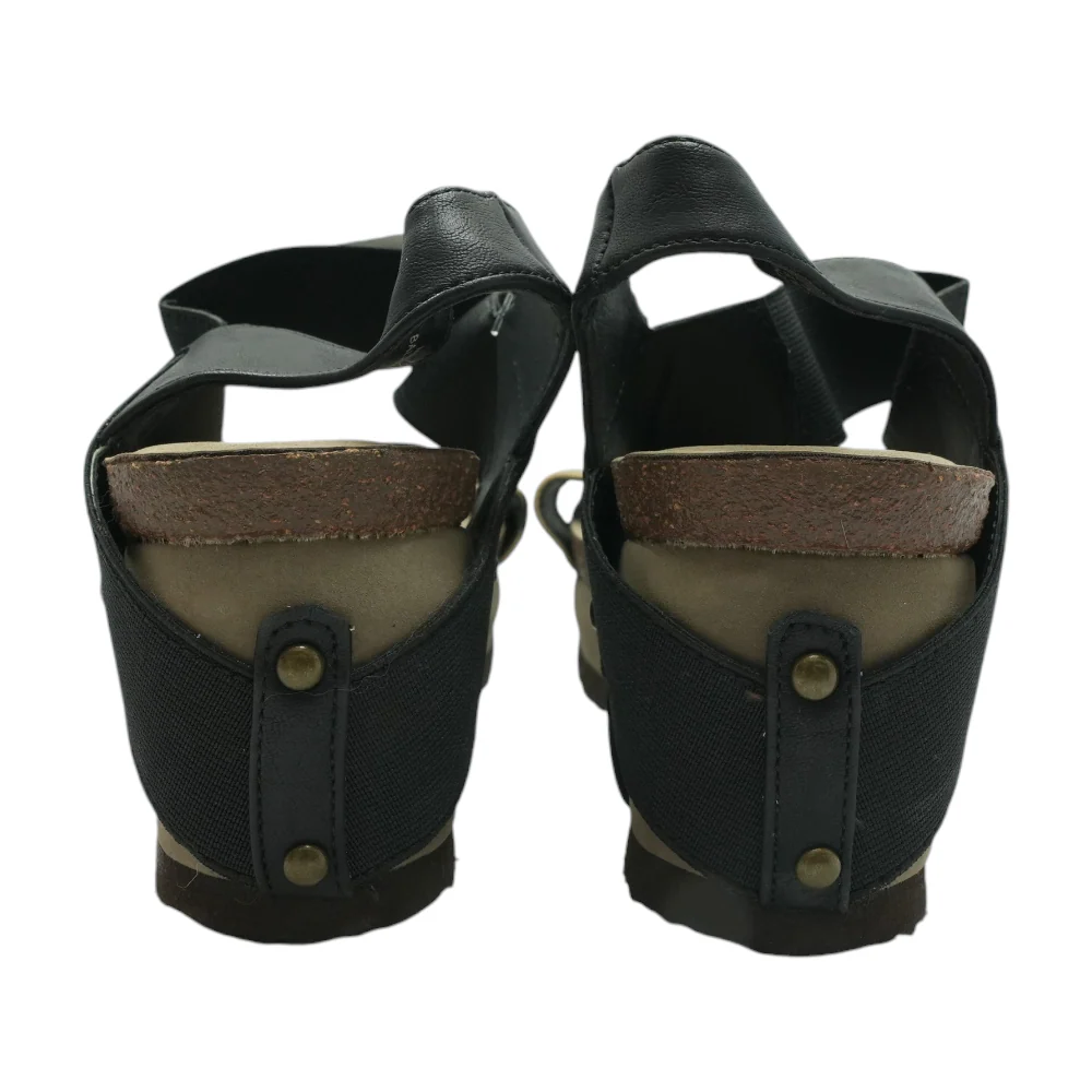 Black Wedged Sandals - Image 2