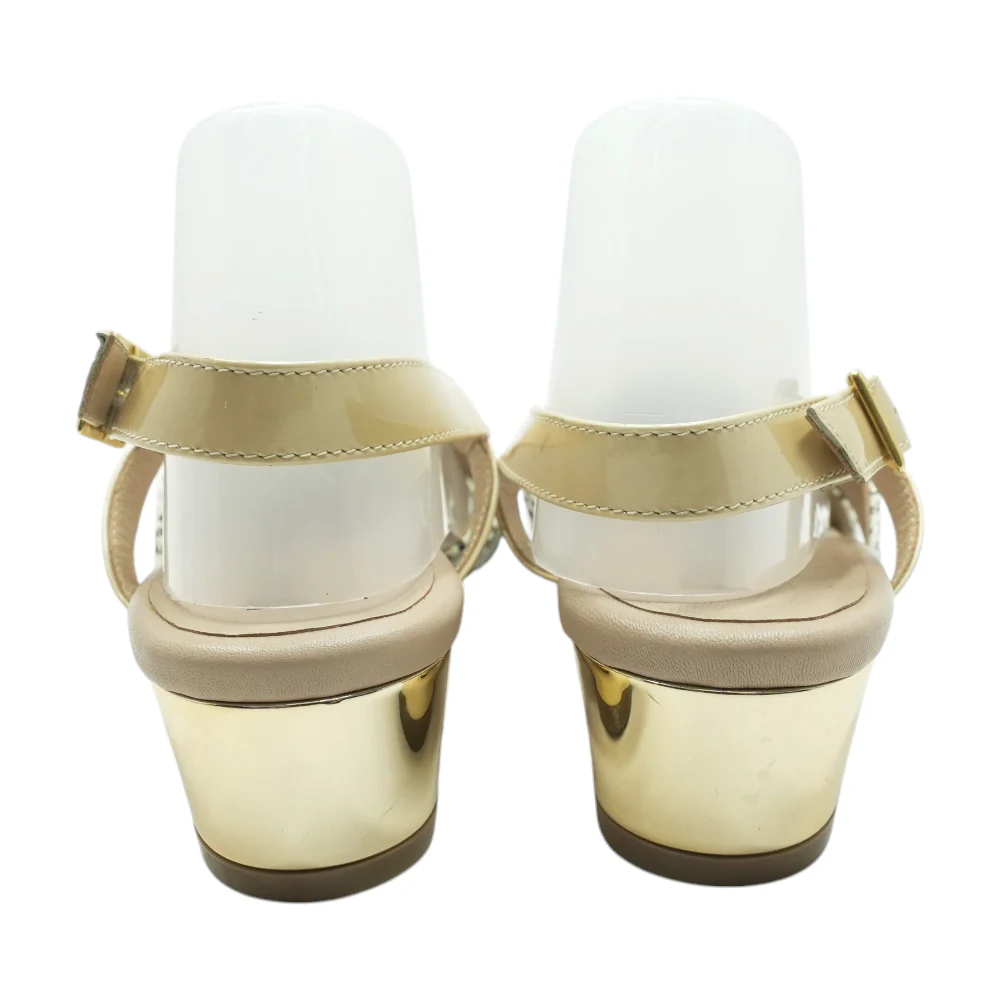 Cream Wedged Sandals - Image 2