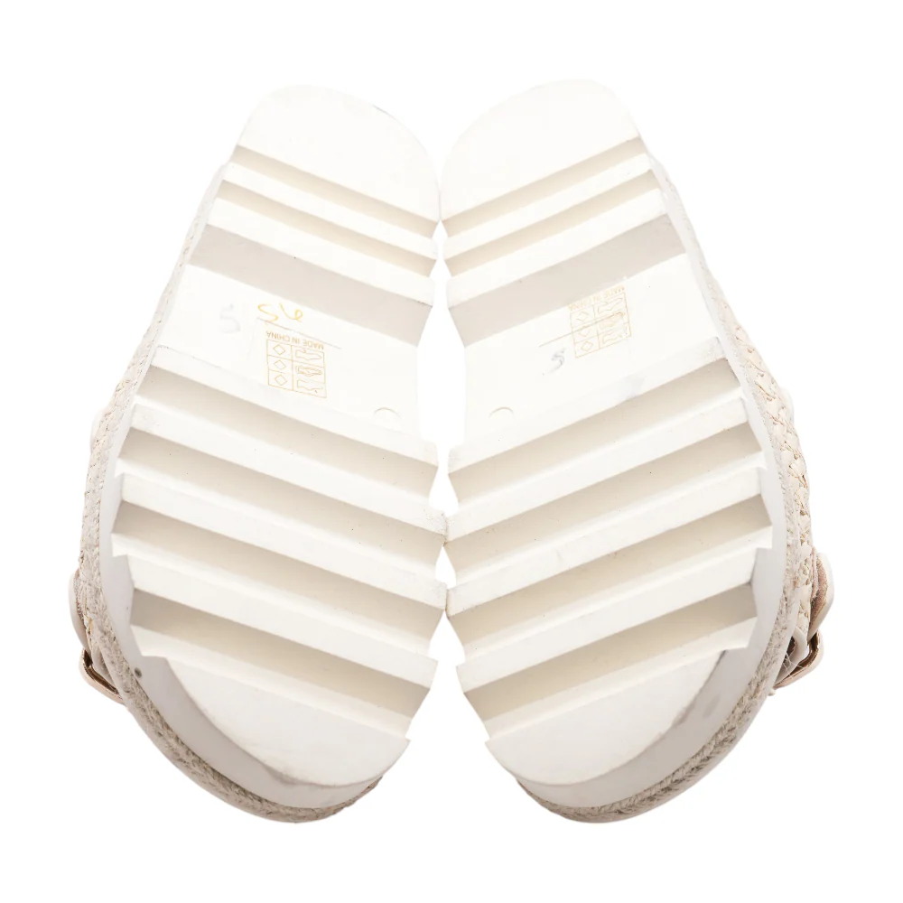Cream Wedged Sandals - Image 3