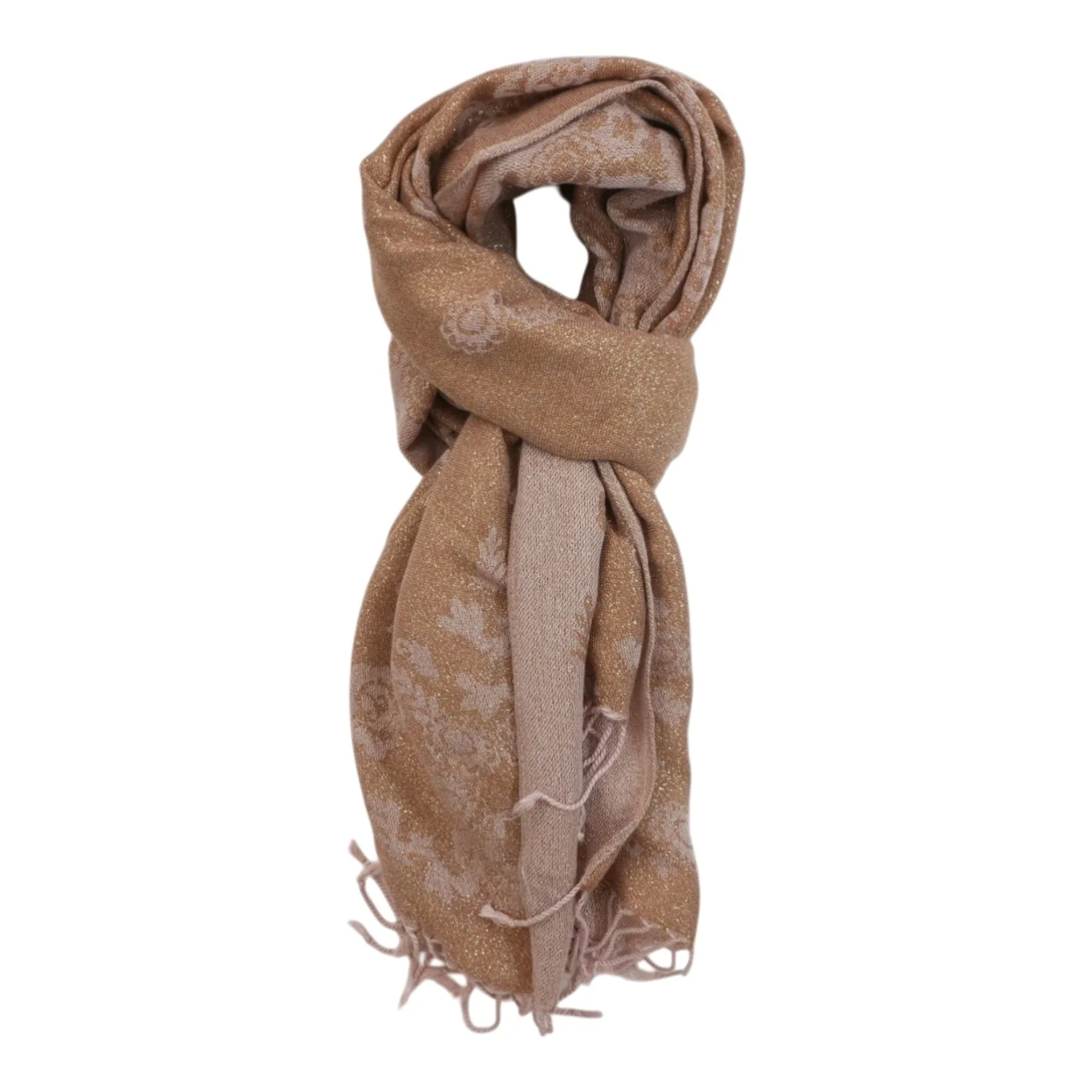 Gold Floral Rayon Scarf - Image 2