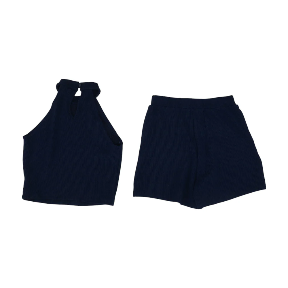 Navy Solid Short Set - Image 2