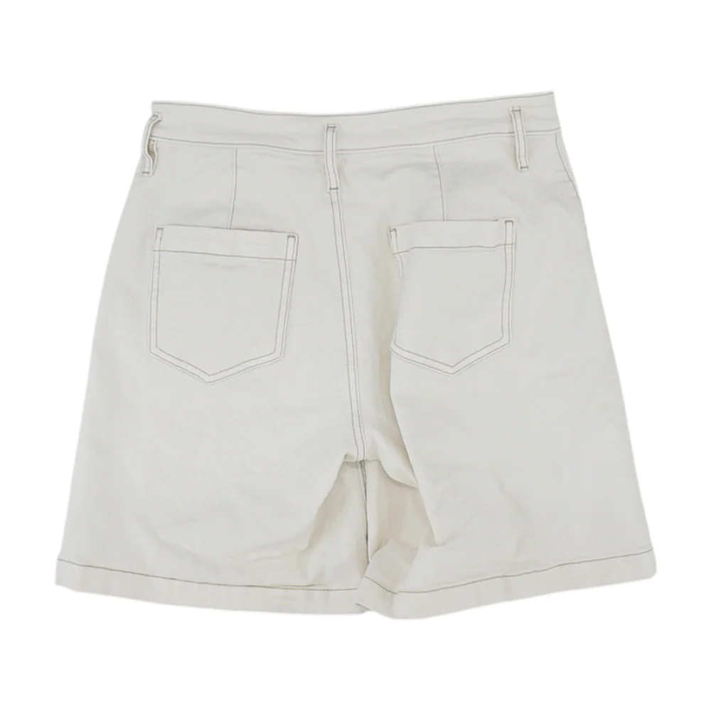 Ivory Solid Denim Shorts - Image 2