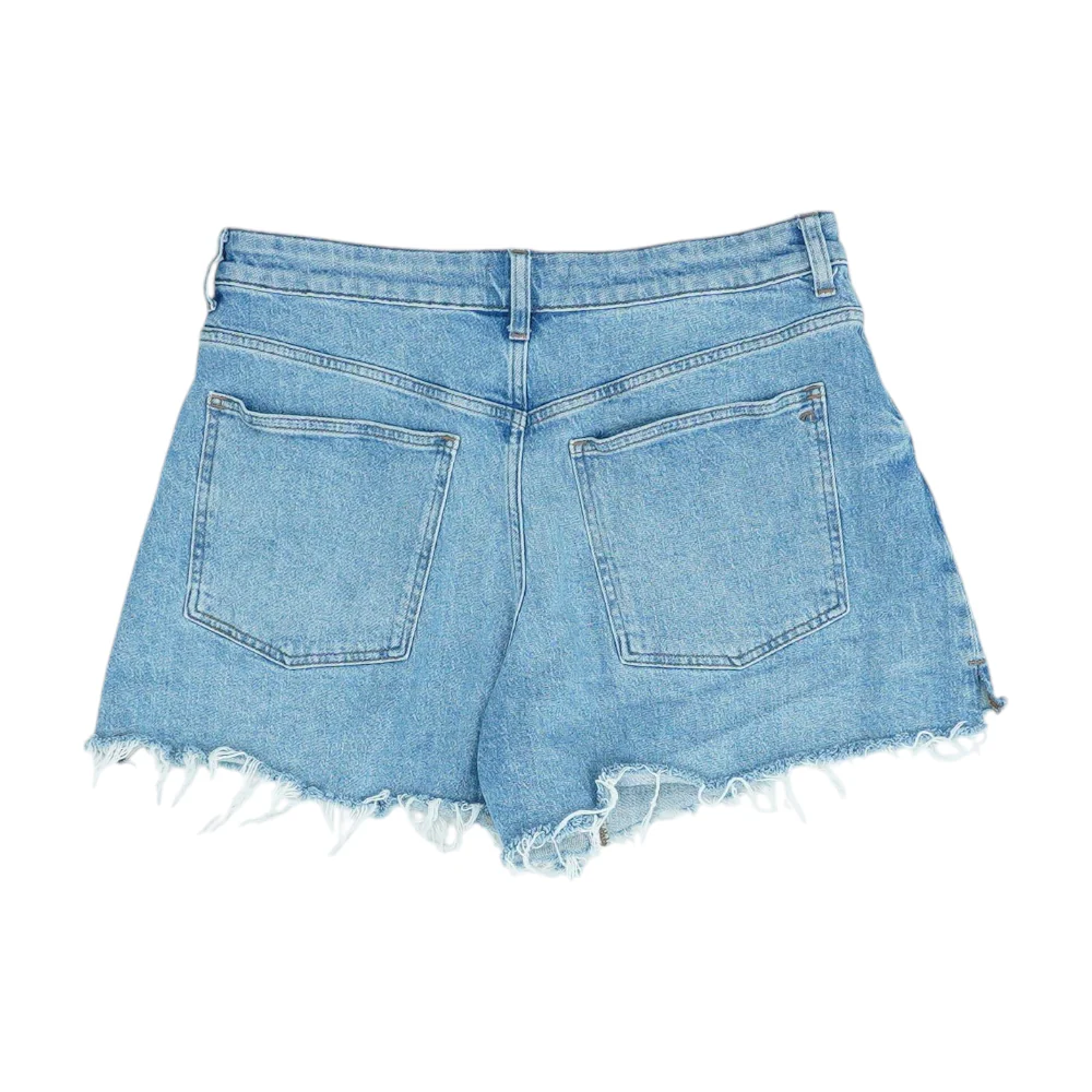 Blue Solid Denim Shorts - Image 2