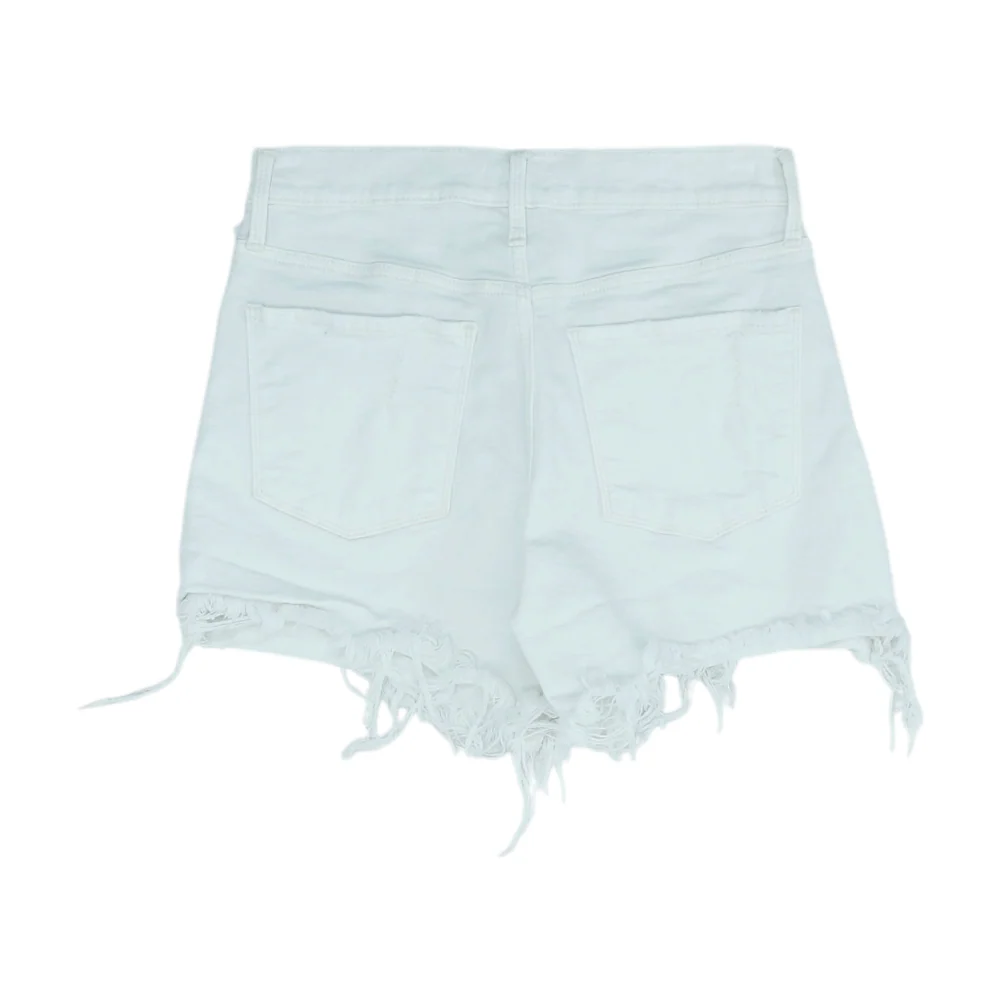White Solid Denim Shorts - Image 2