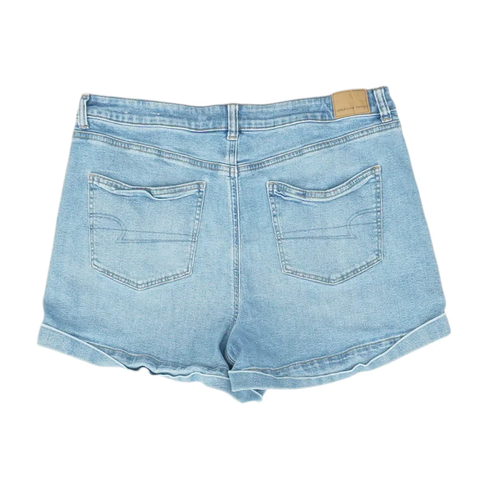 Blue Solid Denim Shorts - Image 2
