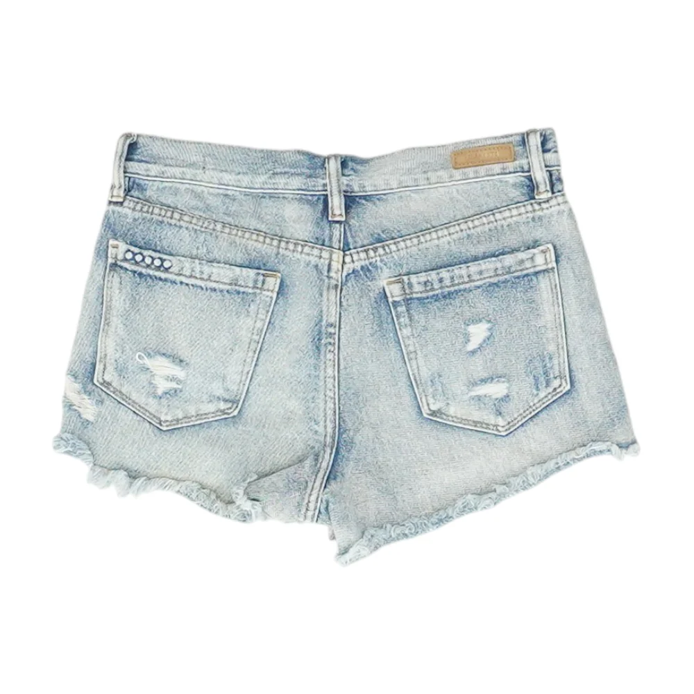 Blue Solid Denim Shorts - Image 2