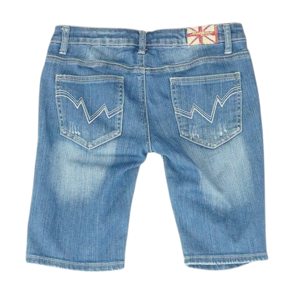 Blue Solid Denim Shorts - Image 2