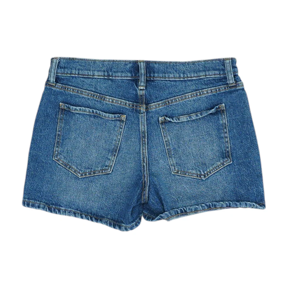 Blue Solid Denim Shorts - Image 2