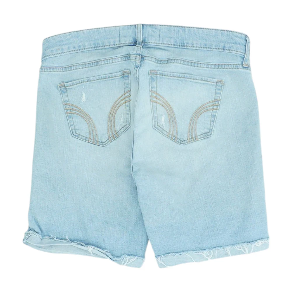 Blue Solid Denim Shorts - Image 2
