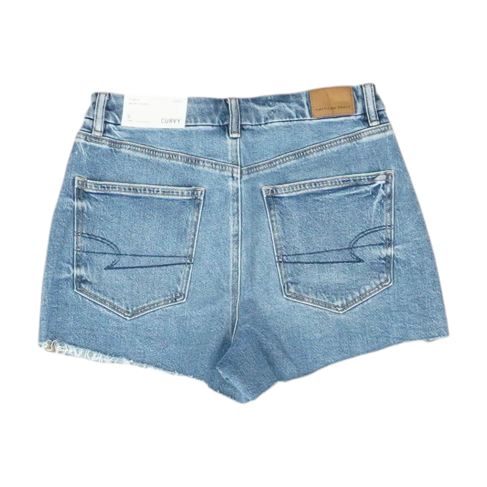 Blue Solid Denim Shorts - Image 2
