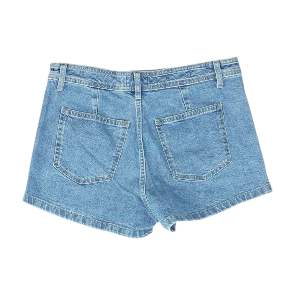 Blue Solid Denim Shorts - Image 2
